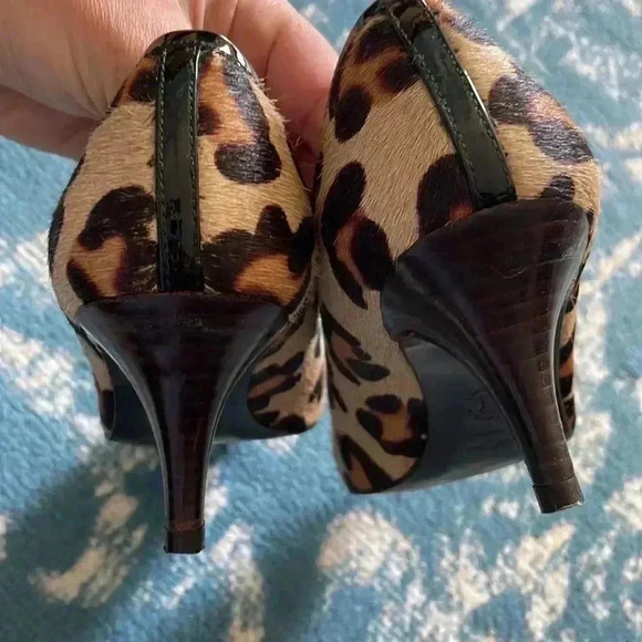 Boden, leather calf hair leopard print kitten heels 38 - Picture 6 of 7